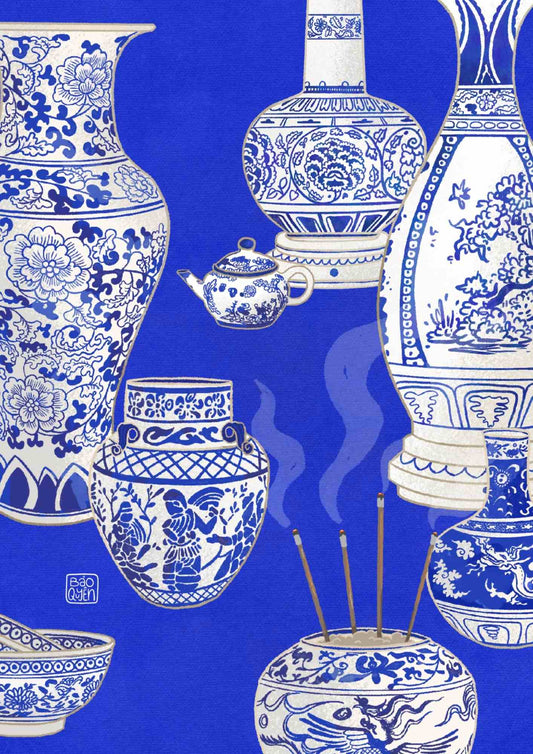 Chu Dau Ceramics — Framed Artwork, 50 × 70 cm