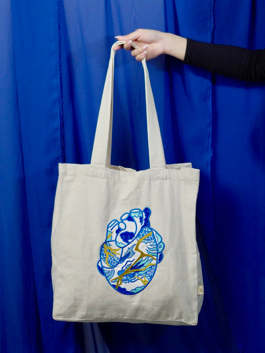 The Ceramic Heart Tote Bag with Embroidery