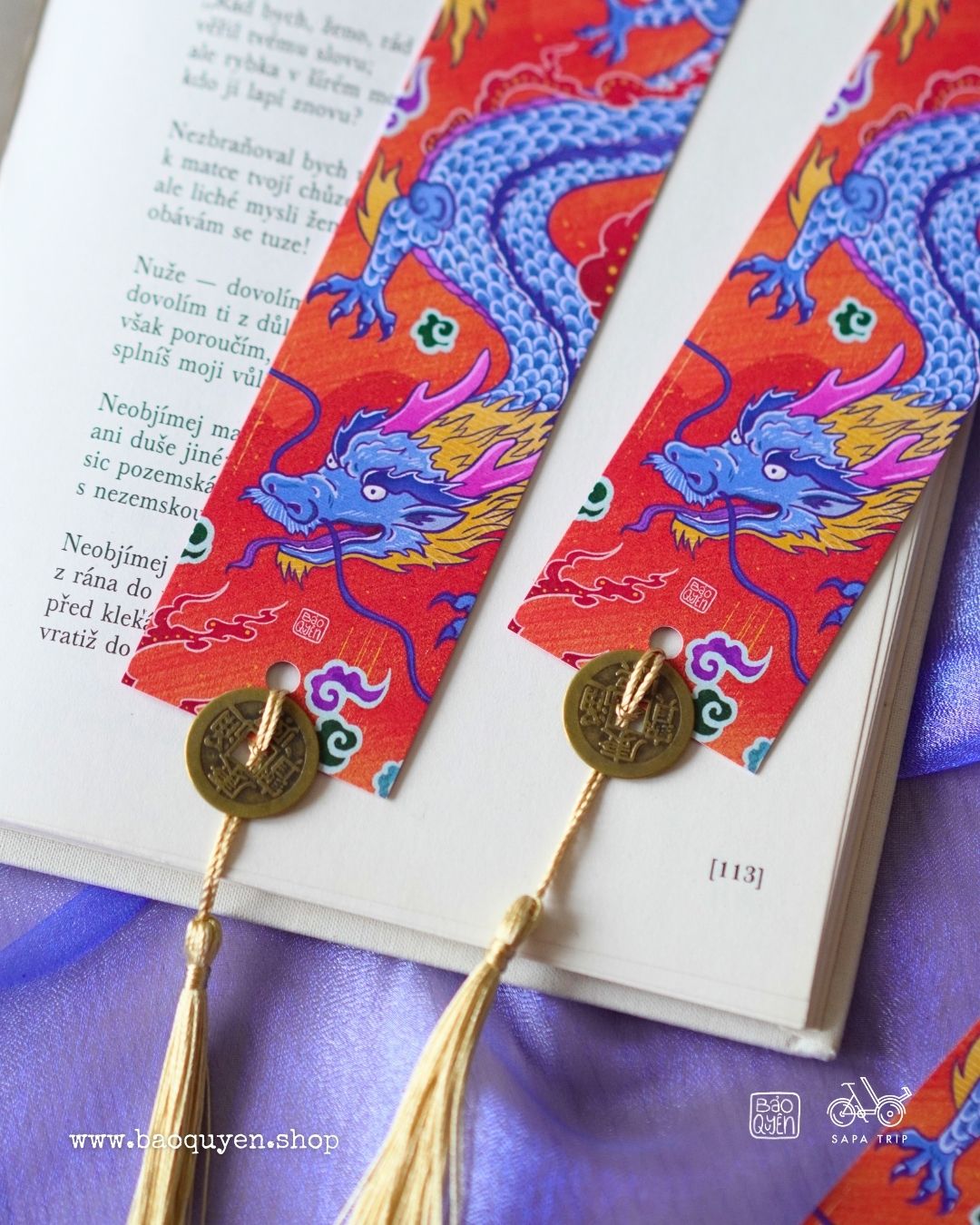 Vietnamese Dragon Zodiac Bookmark with Lucky Coin – Thìn (辰)