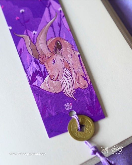 Vietnamese Goat Zodiac Bookmark with Lucky Coin – Mùi (未)