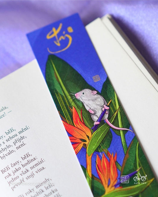 Vietnamese Rat Zodiac Bookmark with Lucky Coin – Tý (子)