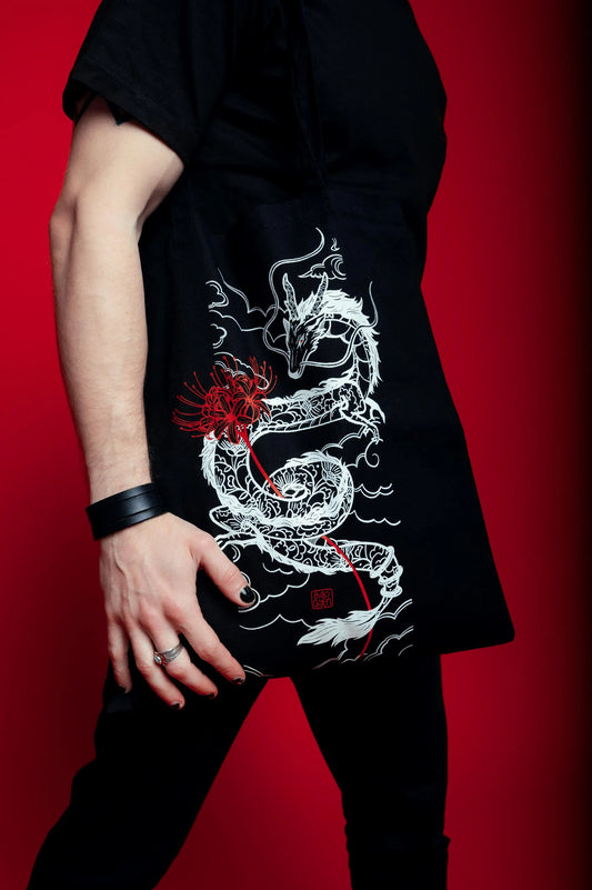 Spider Lily Dragon Tote Bag