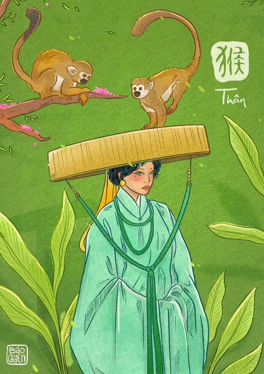 Monkey Greeting Card with Envelope - Zodiac Signs
