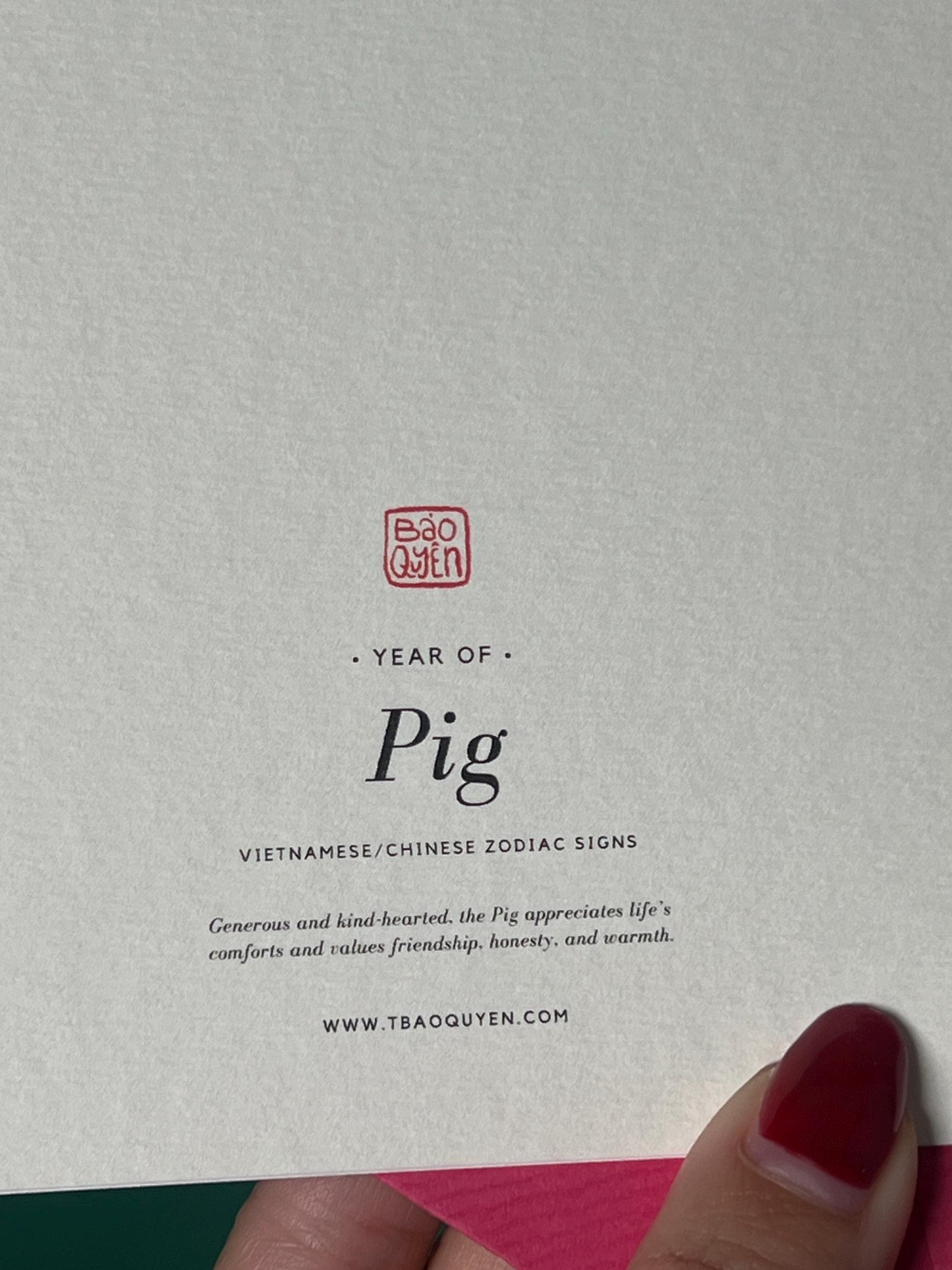 Pig Greeting Card with Envelope - Zodiac Signs
