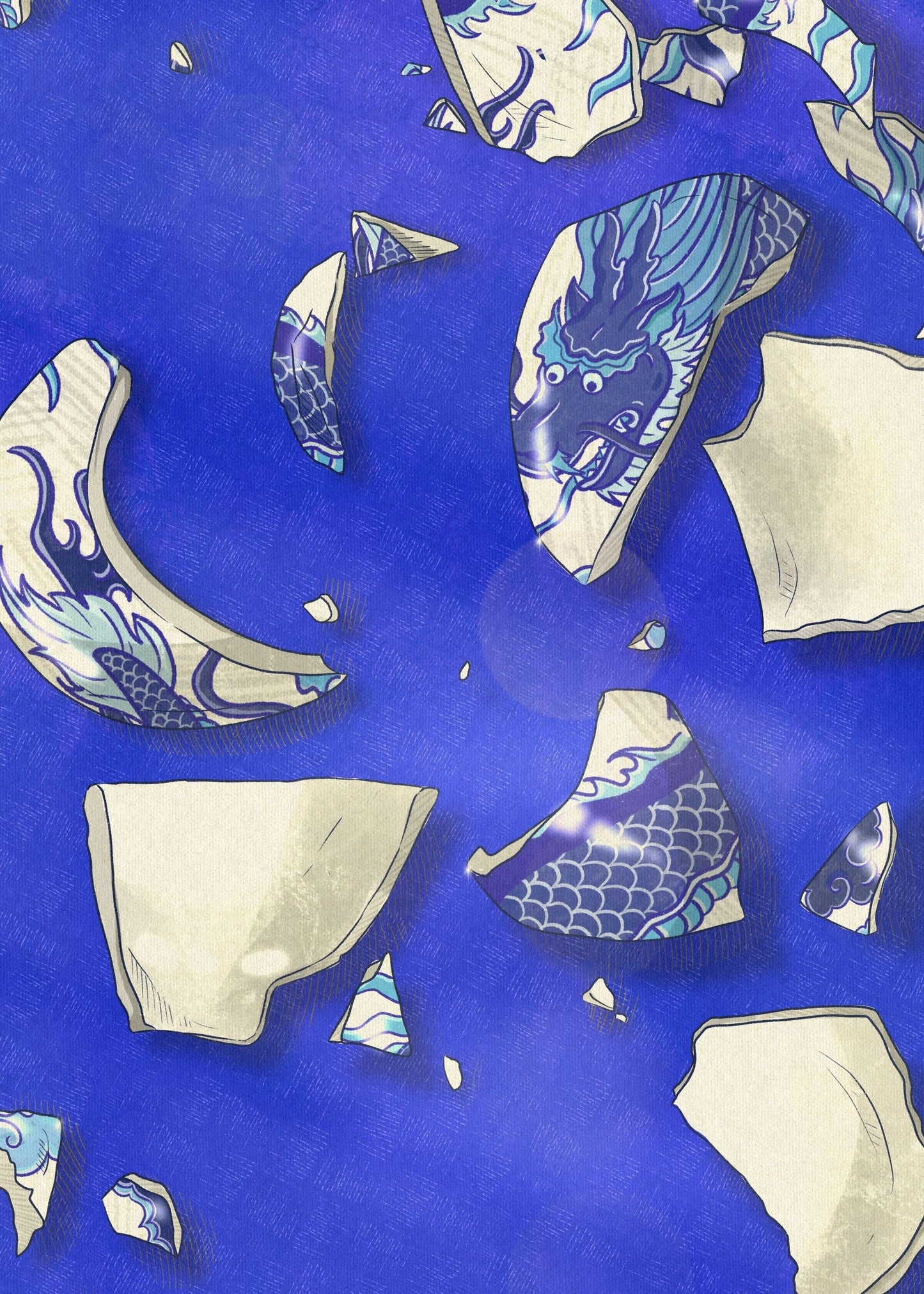 Broken Ceramics — Framed Artwork, 50 × 70 cm