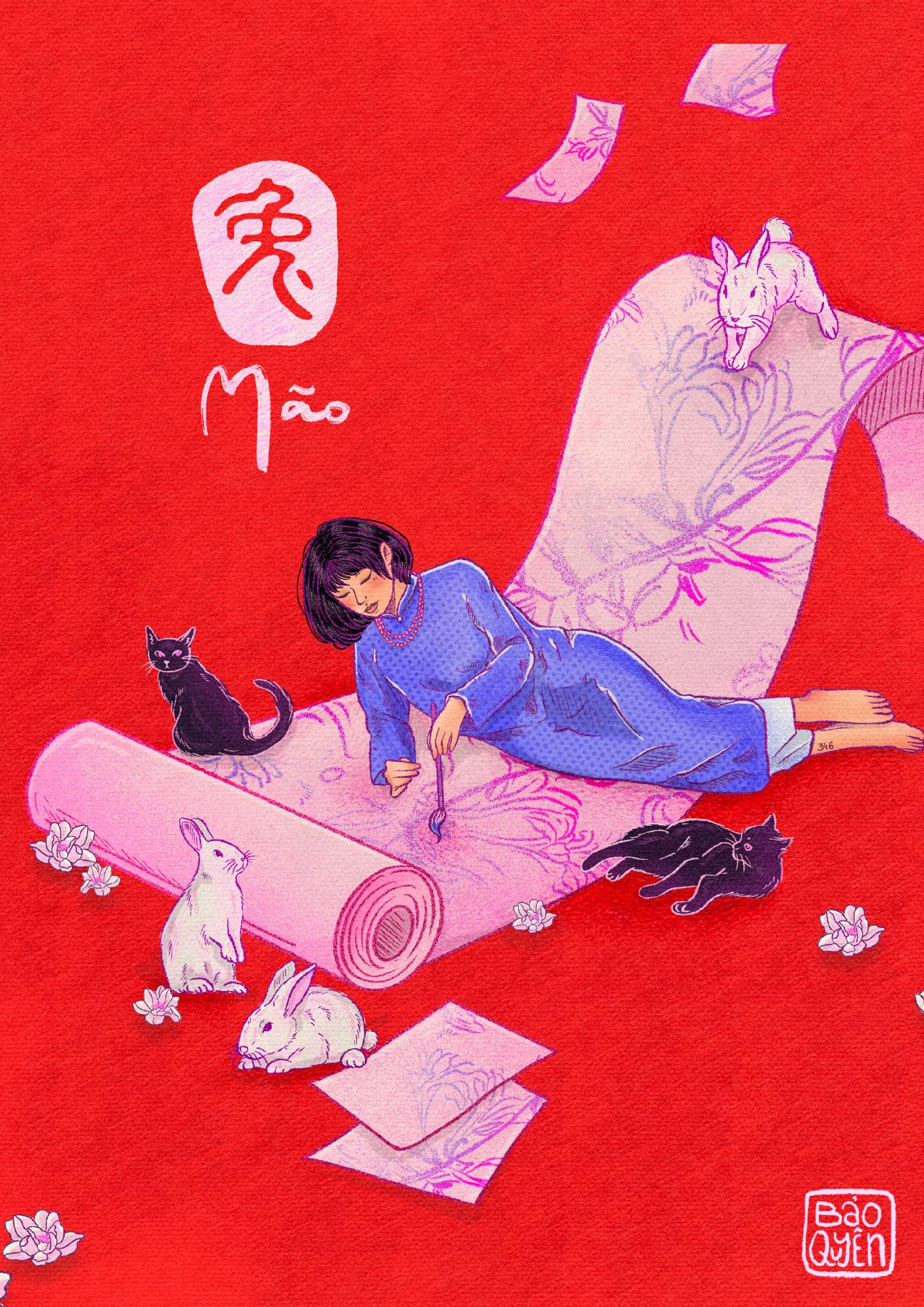 Cat/Rabbit Greeting Card with Envelope - Zodiac Signs