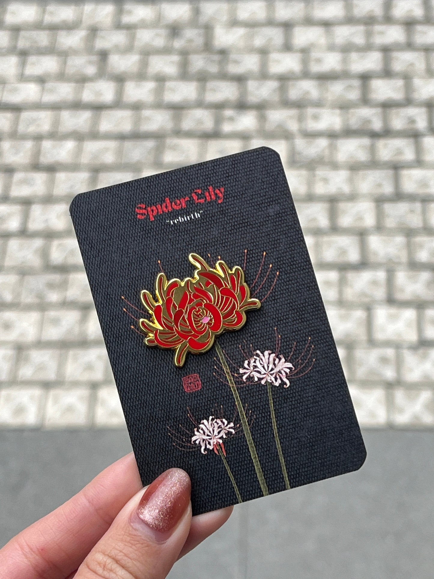 Spider Lily "Rebirth" Enamel Pin