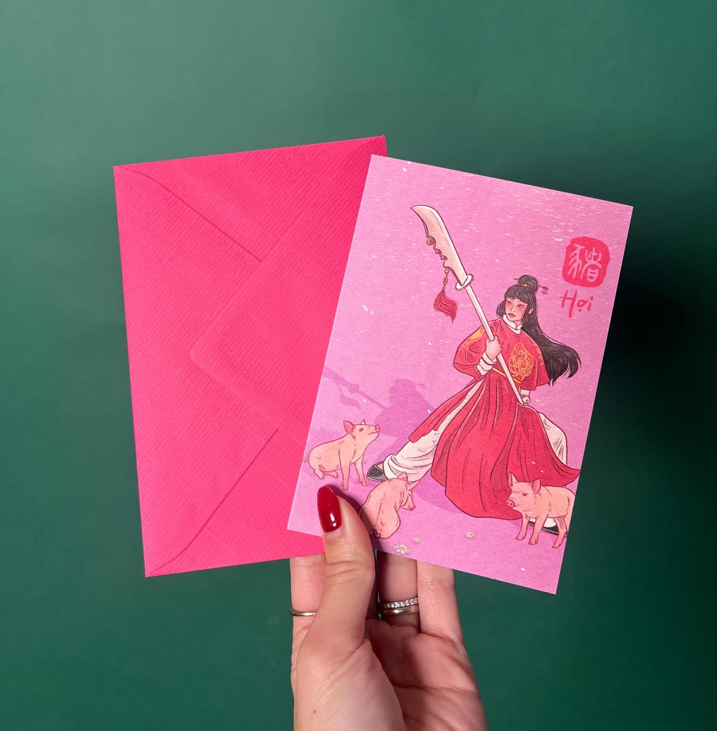 Pig Greeting Card with Envelope - Zodiac Signs