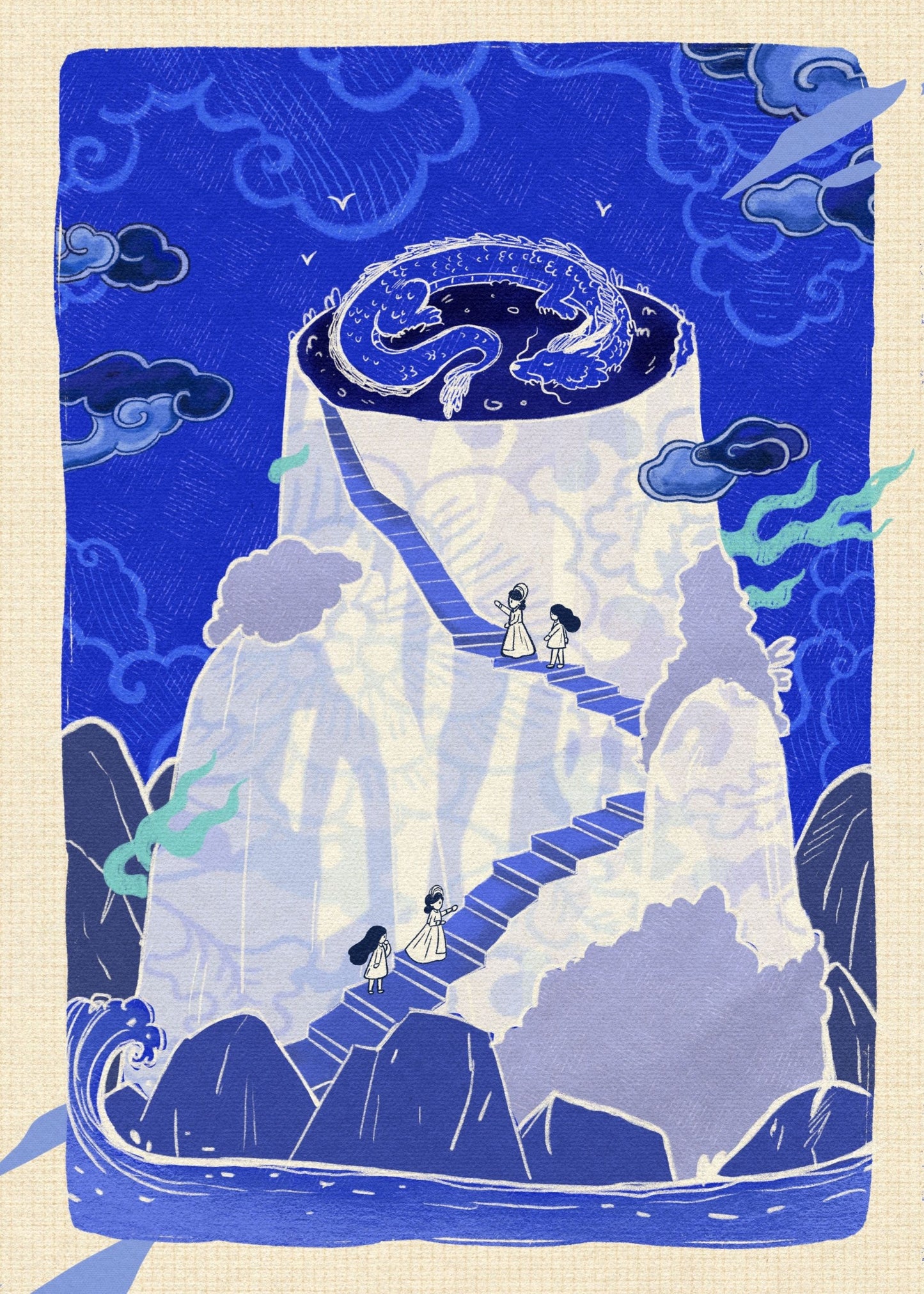 Dragon Island — Framed Artwork, 50 × 70 cm