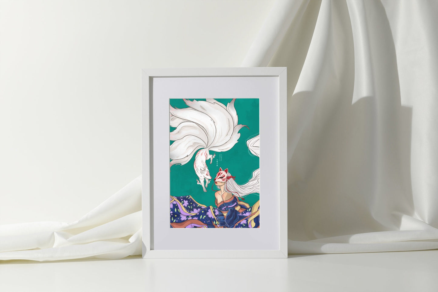 Kyubi no Kitsune Print: Japanese Nine-Tailed Fox Art