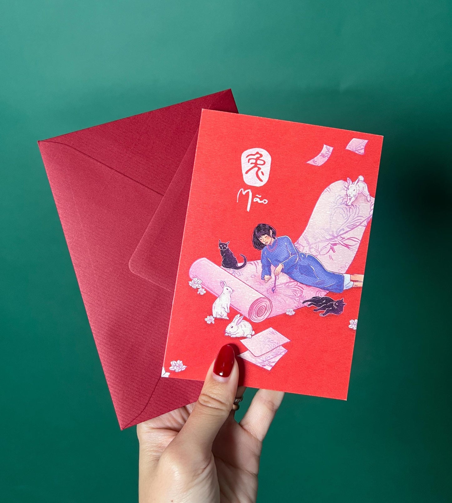 Cat/Rabbit Greeting Card with Envelope - Zodiac Signs