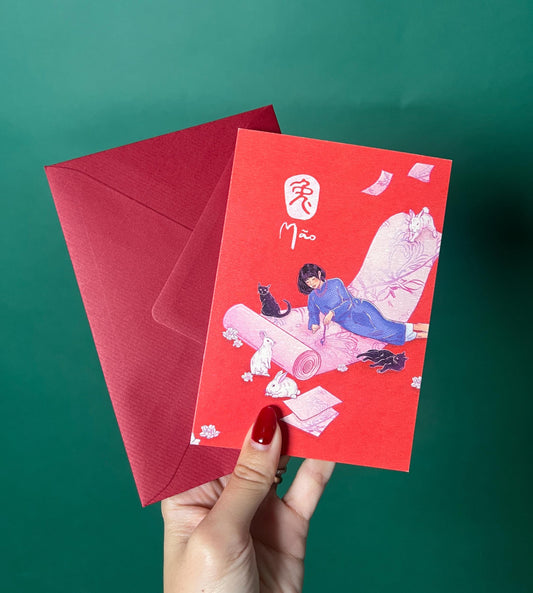 Cat/Rabbit Greeting Card with Envelope - Zodiac Signs