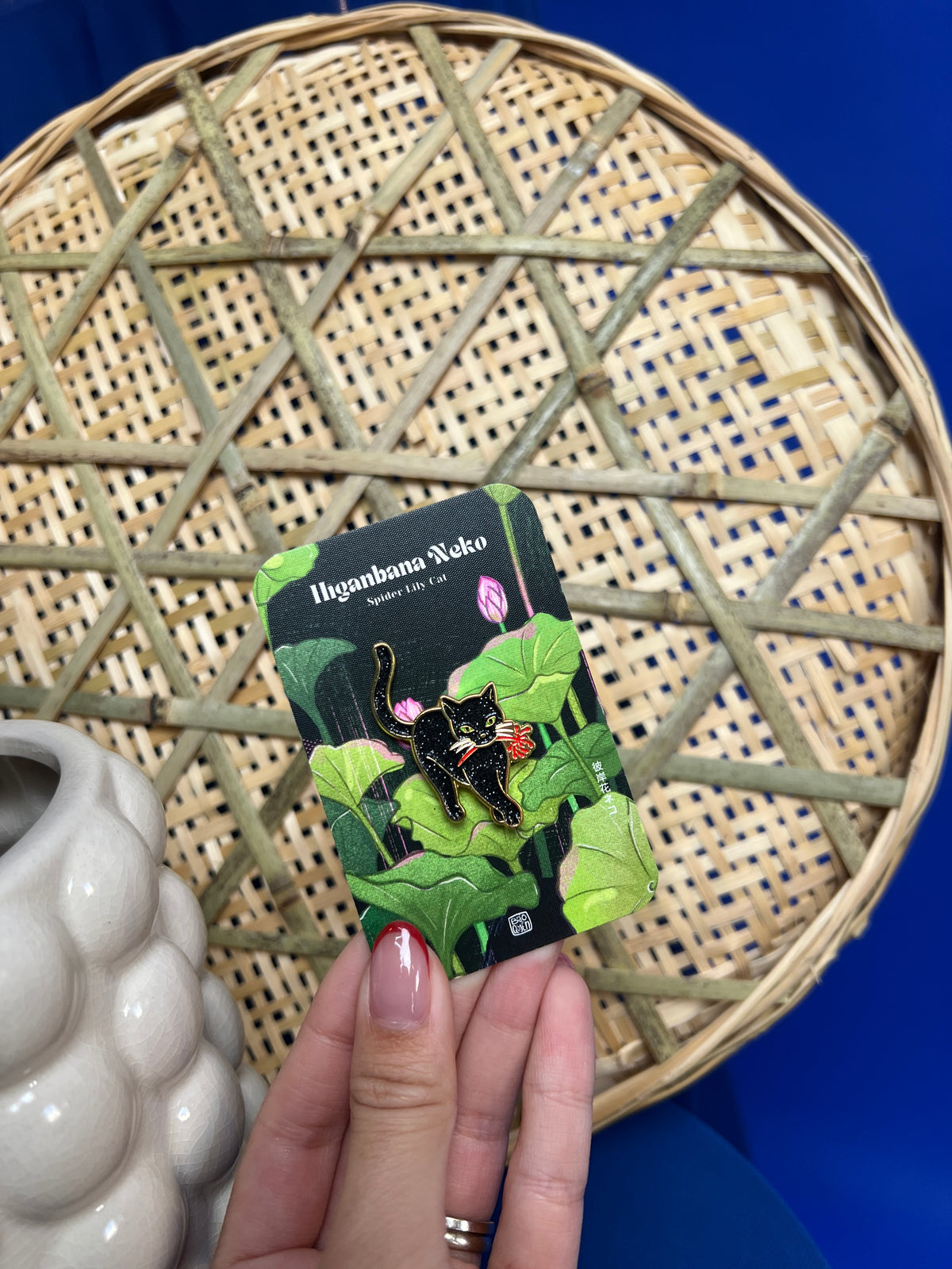 Higanbana Neko (Spider Lily Cat) Enamel Pin