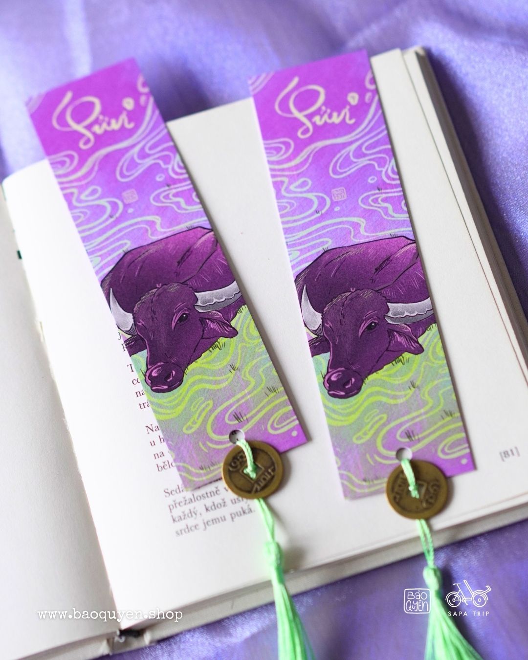 Water Buffalo Bookmark with Lucky Coin – Vietnamese Zodiac (Sửu)