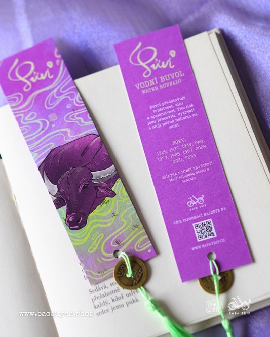 Water Buffalo Bookmark with Lucky Coin – Vietnamese Zodiac (Sửu)