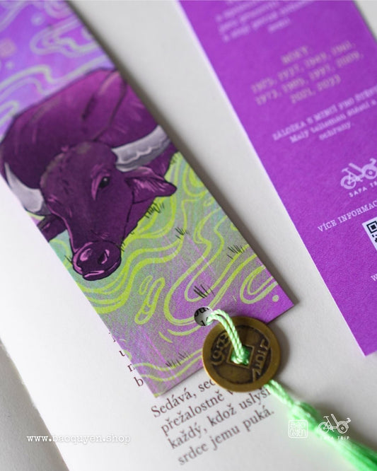 Water Buffalo Bookmark with Lucky Coin – Vietnamese Zodiac (Sửu)