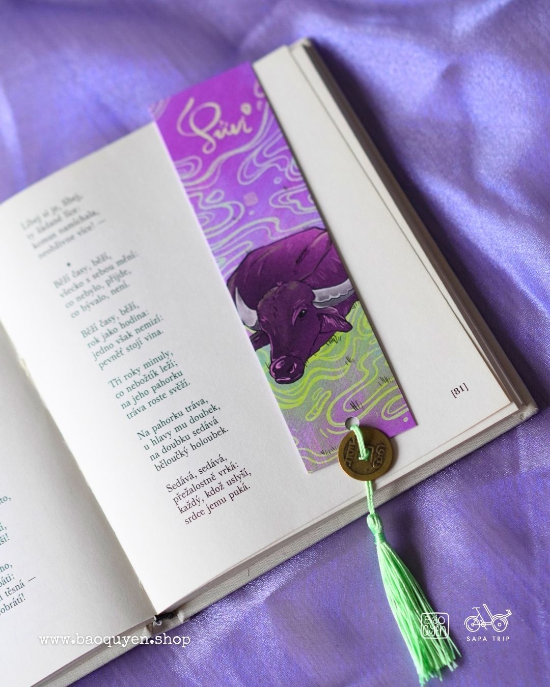 Water Buffalo Bookmark with Lucky Coin – Vietnamese Zodiac (Sửu)