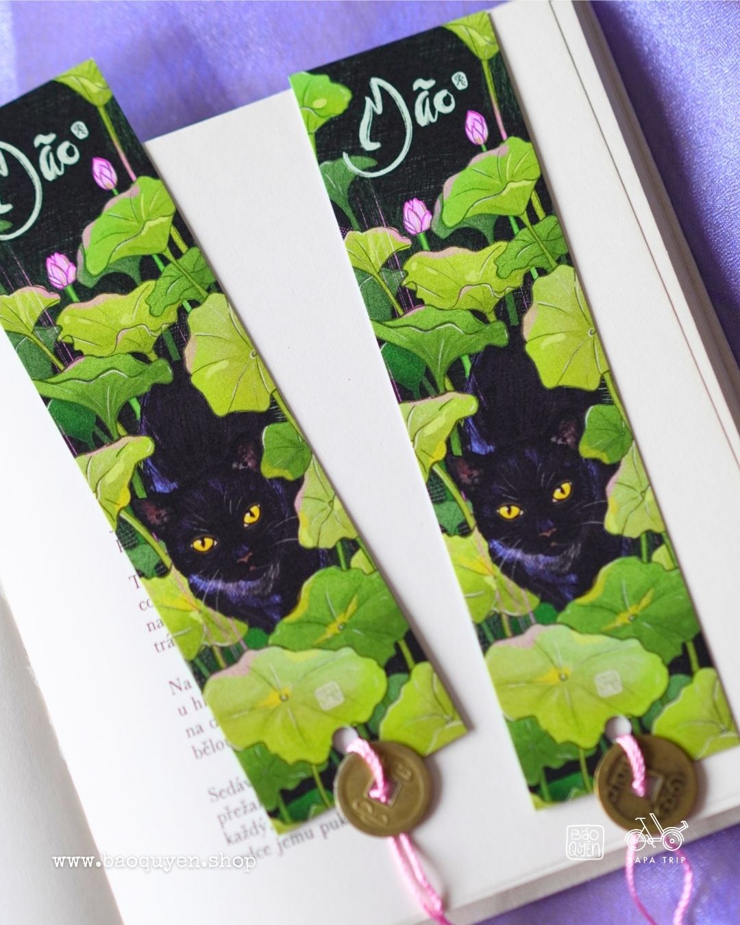 Vietnamese Cat Zodiac Bookmark with Lucky Coin – Mão (卯)