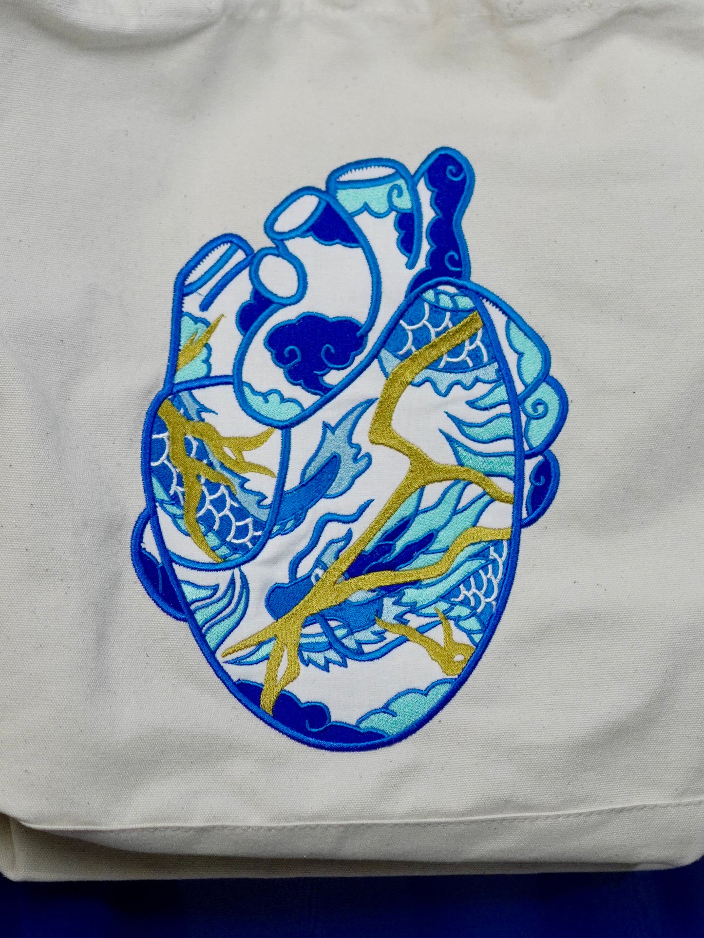 The Ceramic Heart Crossbody Tote Bag with Embroidery