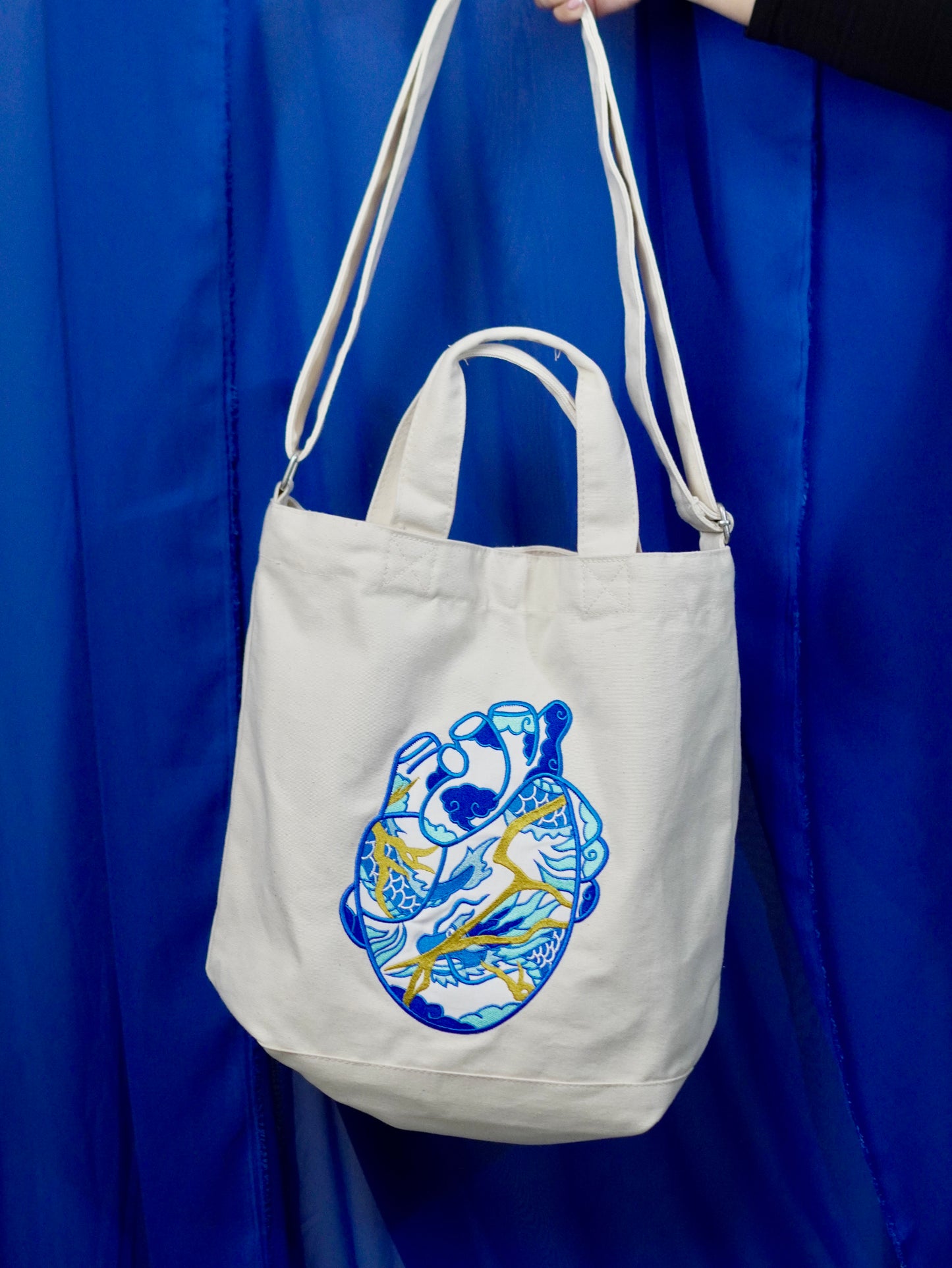 The Ceramic Heart Crossbody Tote Bag with Embroidery
