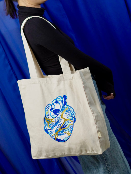 The Ceramic Heart Tote Bag with Embroidery