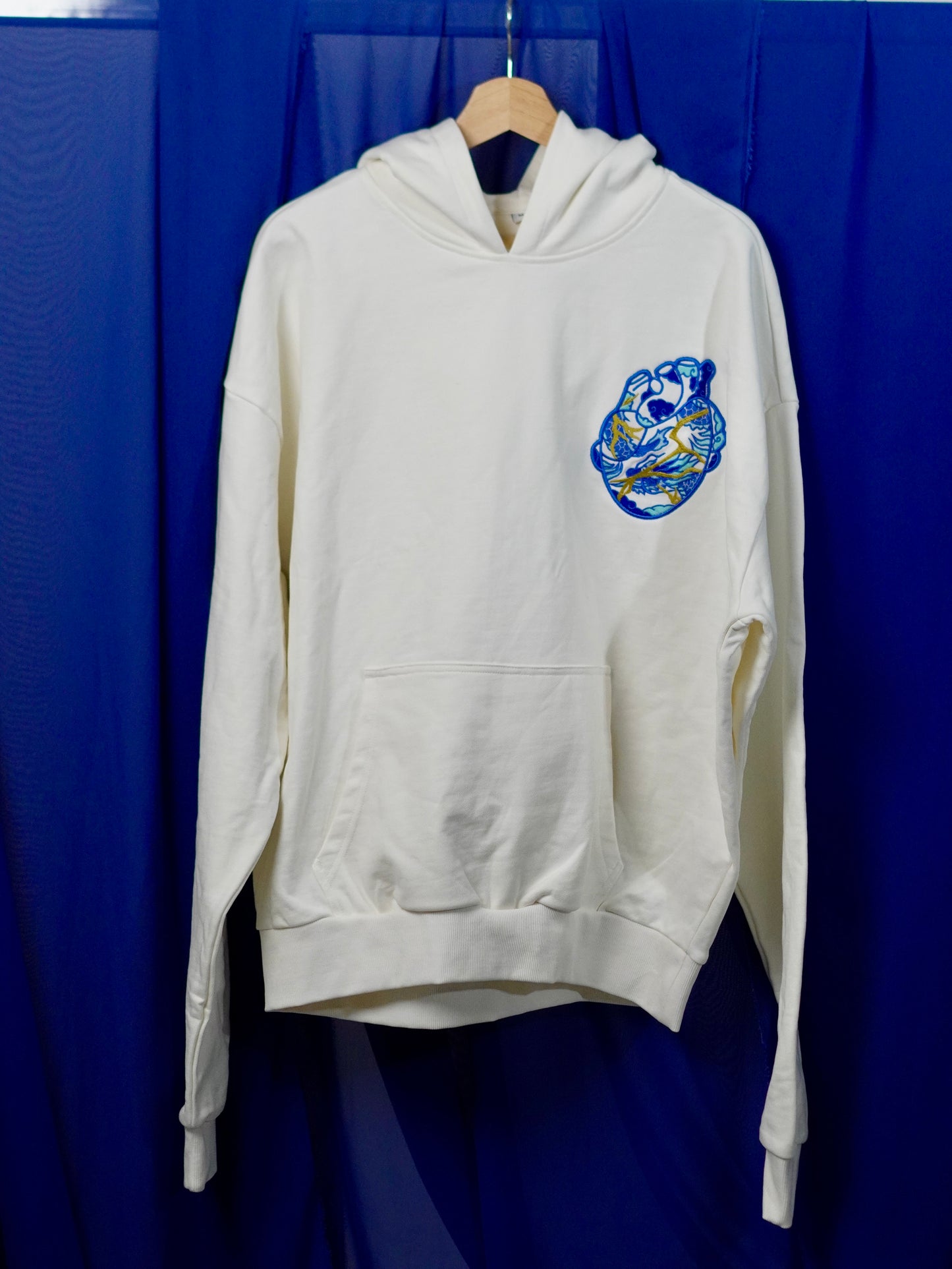 The Ceramic Heart White Hoodie with Embroidery