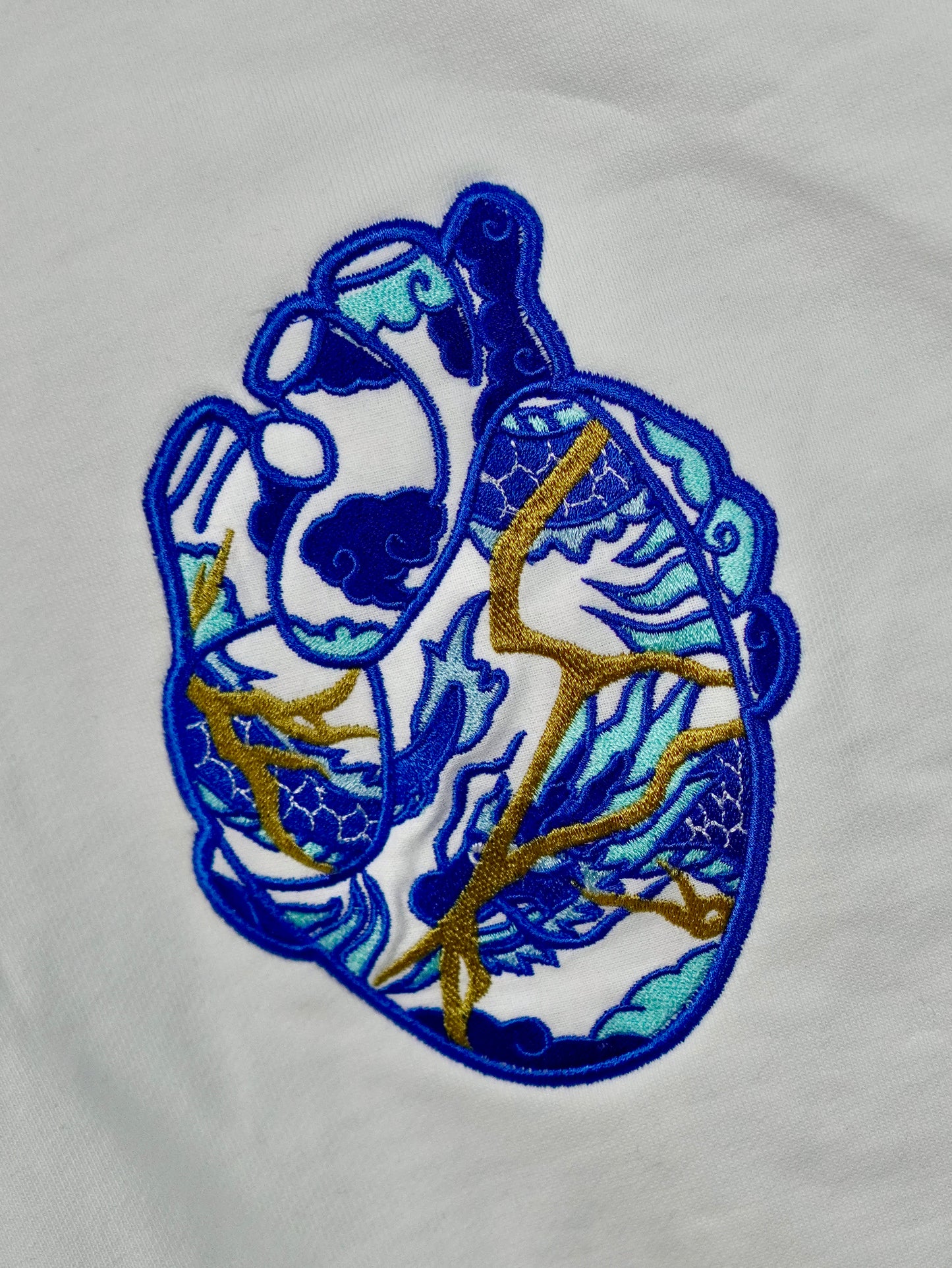 The Ceramic Heart White Hoodie with Embroidery