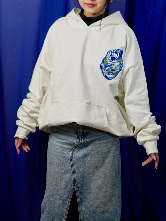 The Ceramic Heart White Hoodie with Embroidery