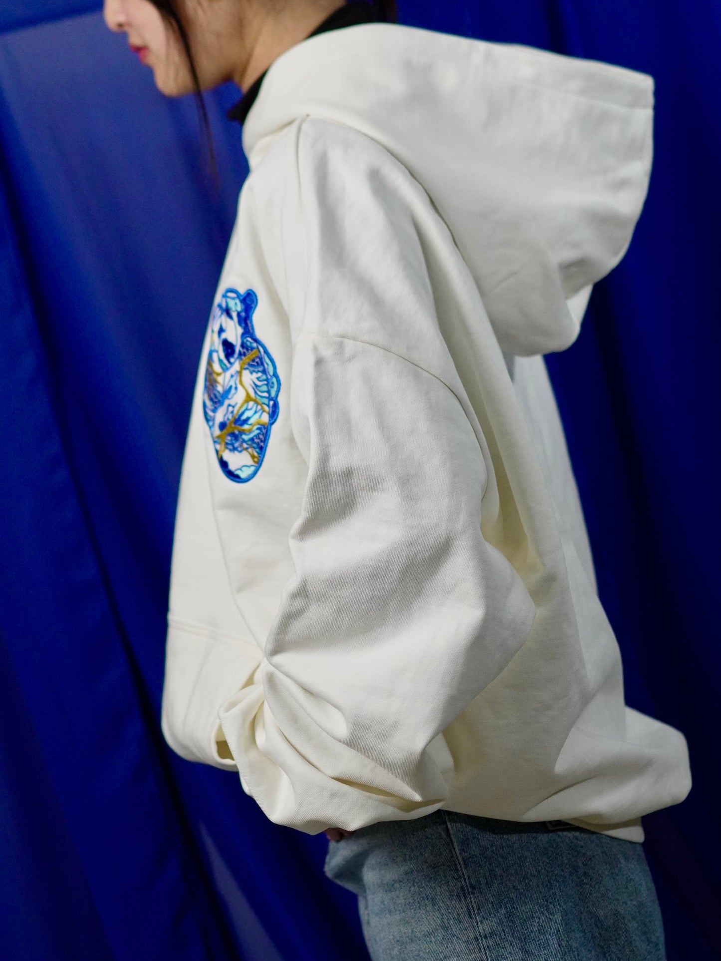 The Ceramic Heart White Hoodie with Embroidery