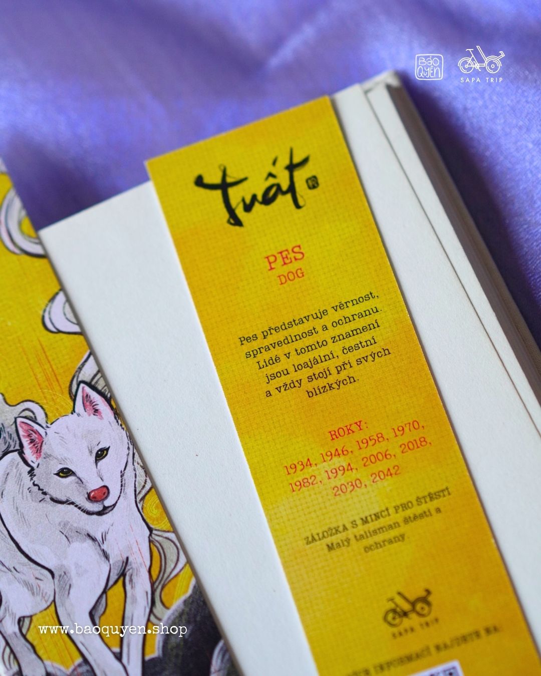 Vietnamese Dog Zodiac Bookmark with Lucky Coin – Tuất (戌)