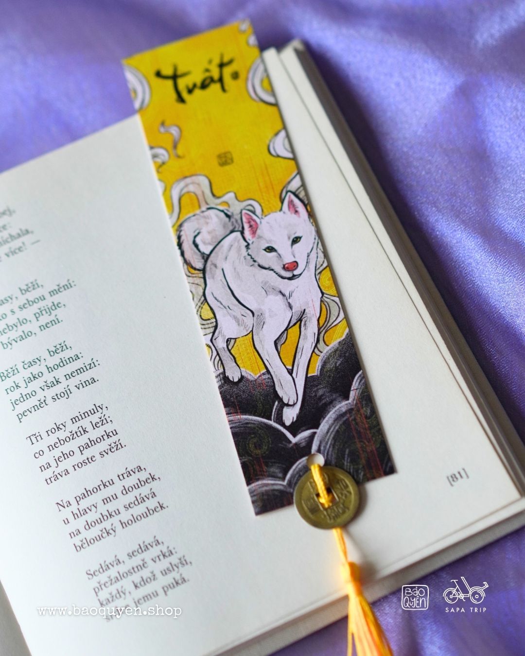 Vietnamese Dog Zodiac Bookmark with Lucky Coin – Tuất (戌)