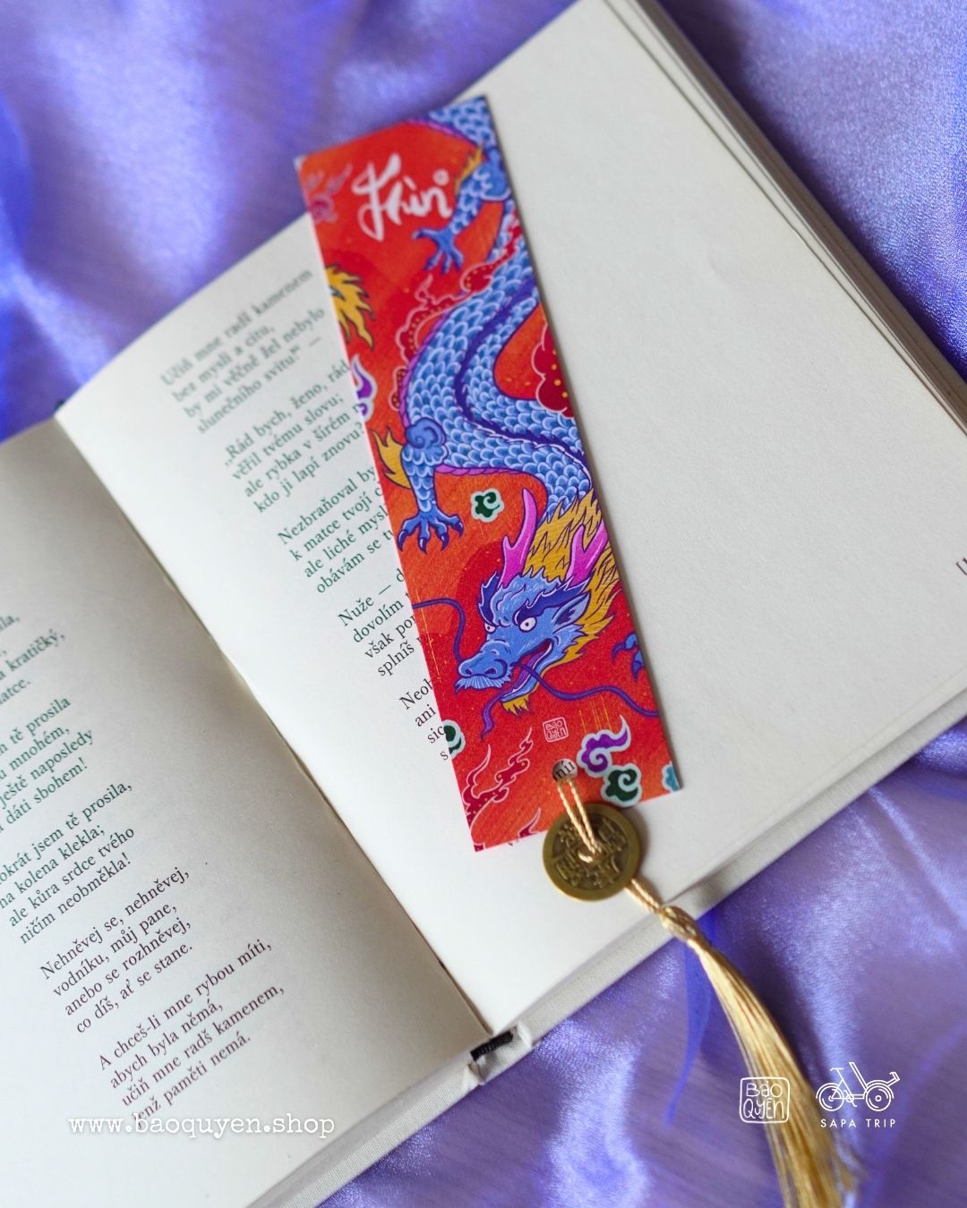 Vietnamese Dragon Zodiac Bookmark with Lucky Coin – Thìn (辰)
