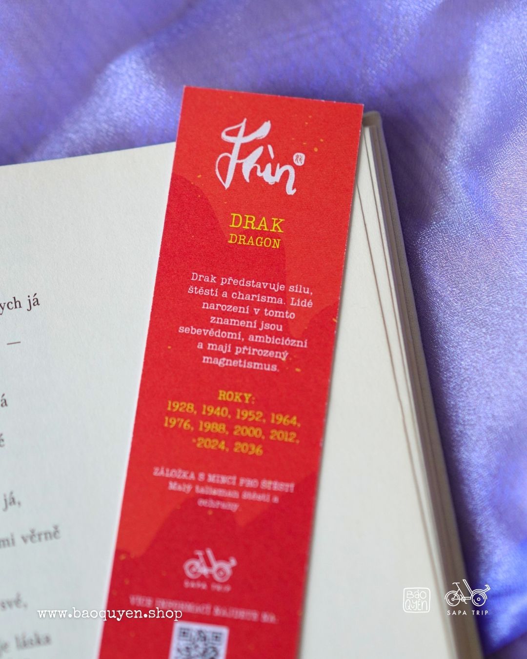 Vietnamese Dragon Zodiac Bookmark with Lucky Coin – Thìn (辰)