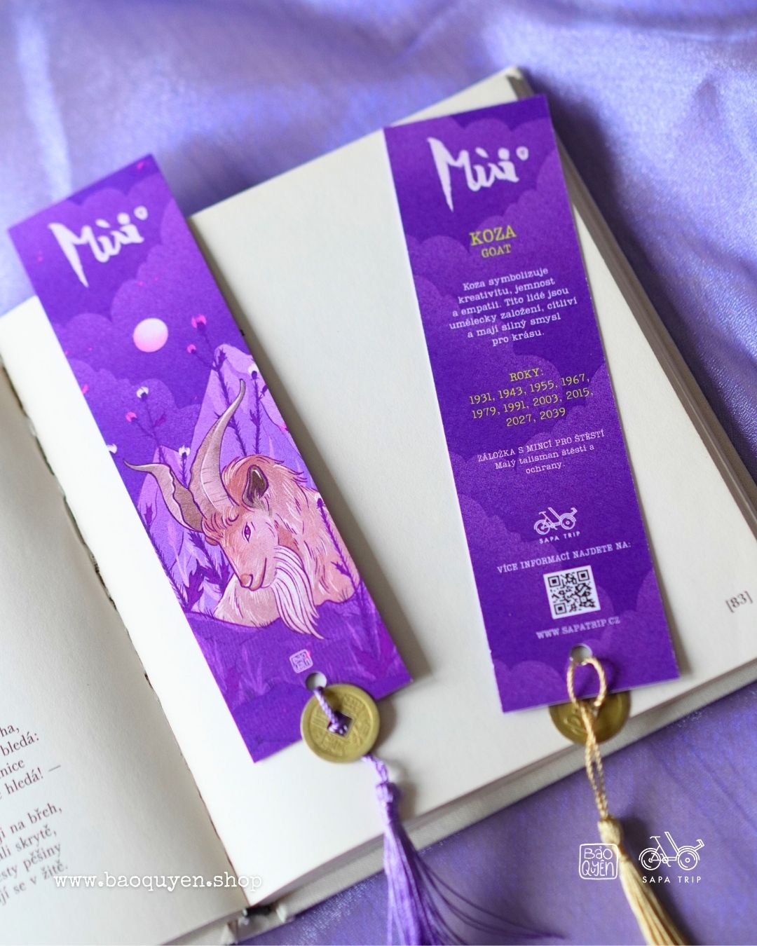 Vietnamese Goat Zodiac Bookmark with Lucky Coin – Mùi (未)