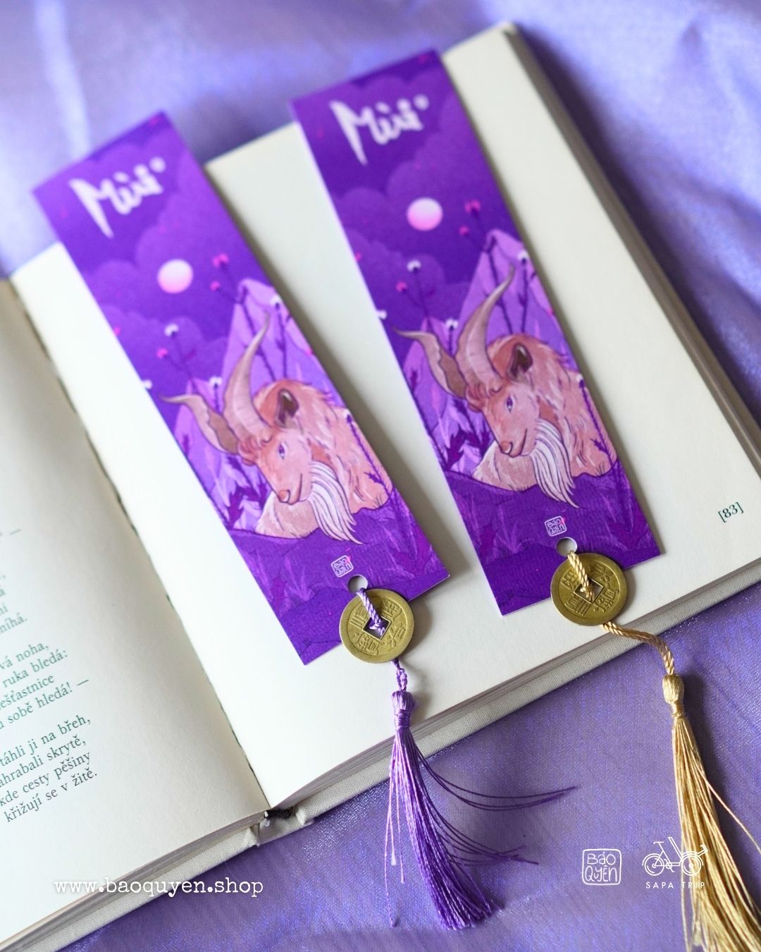 Vietnamese Goat Zodiac Bookmark with Lucky Coin – Mùi (未)