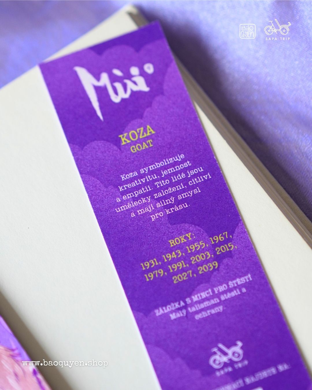 Vietnamese Goat Zodiac Bookmark with Lucky Coin – Mùi (未)