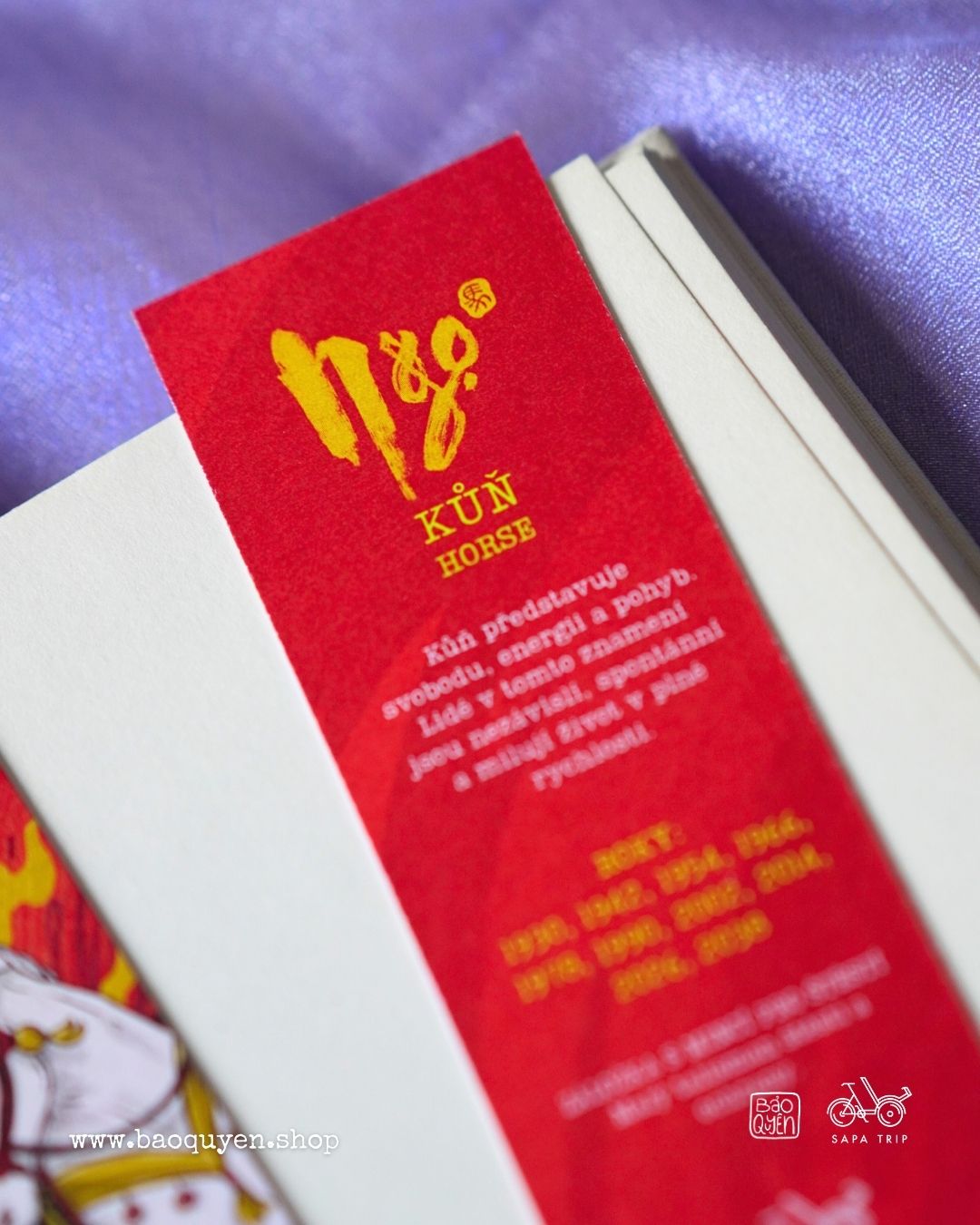 Vietnamese Horse Zodiac Bookmark with Lucky Coin – Ngọ (午)