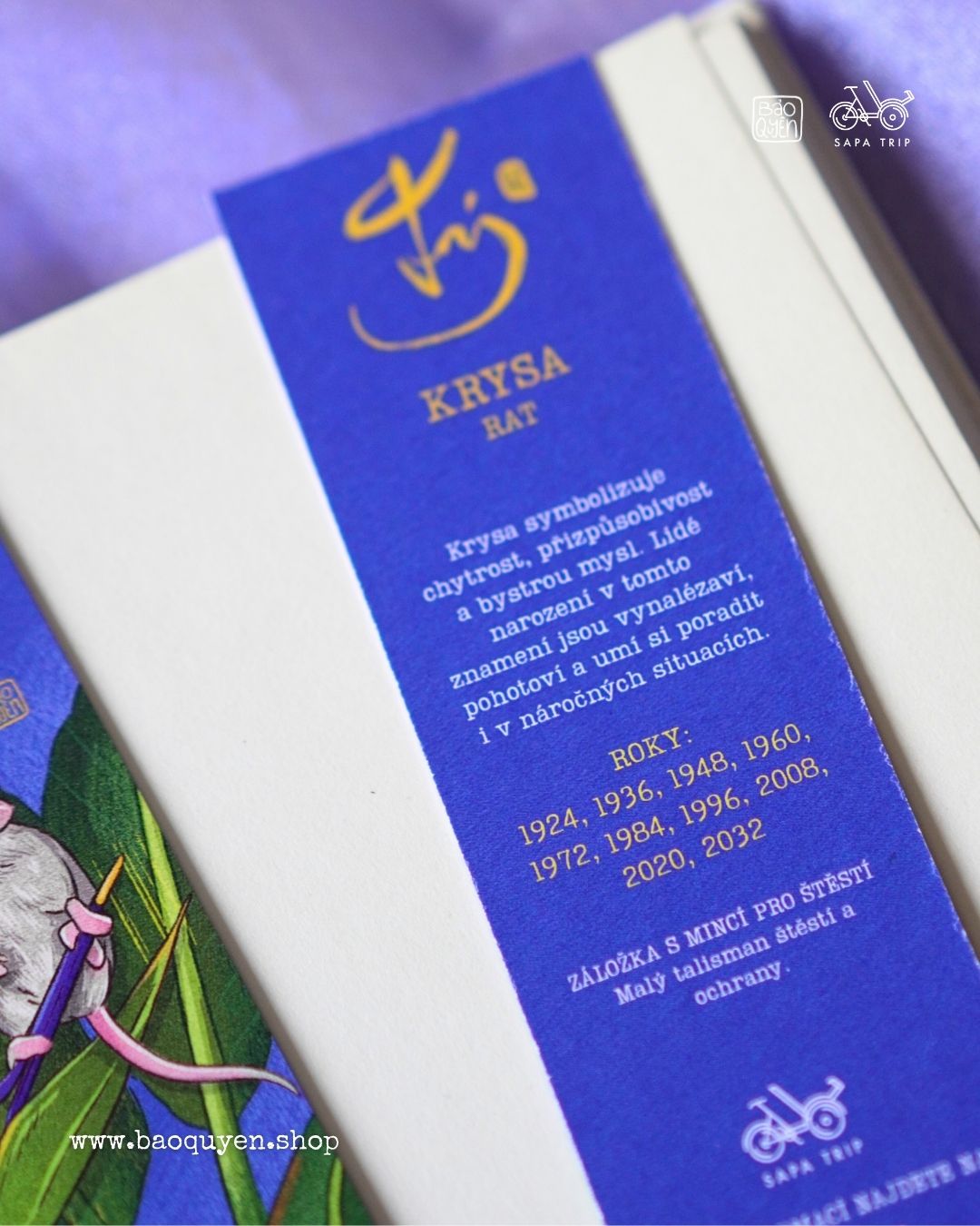 Vietnamese Rat Zodiac Bookmark with Lucky Coin – Tý (子)