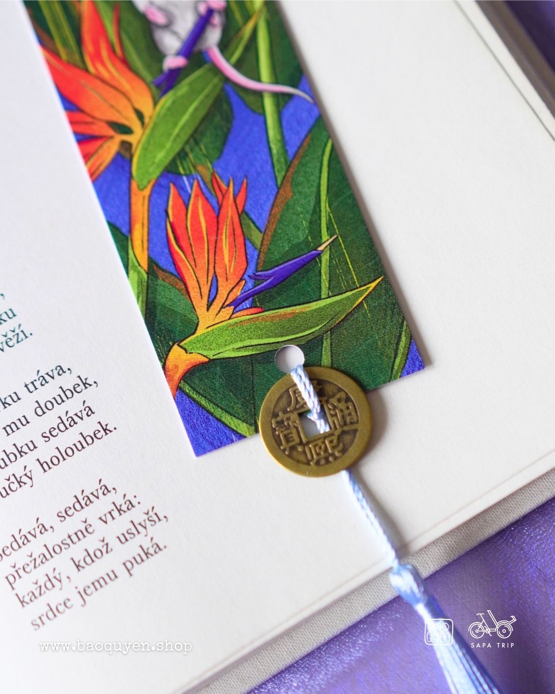 Vietnamese Rat Zodiac Bookmark with Lucky Coin – Tý (子)