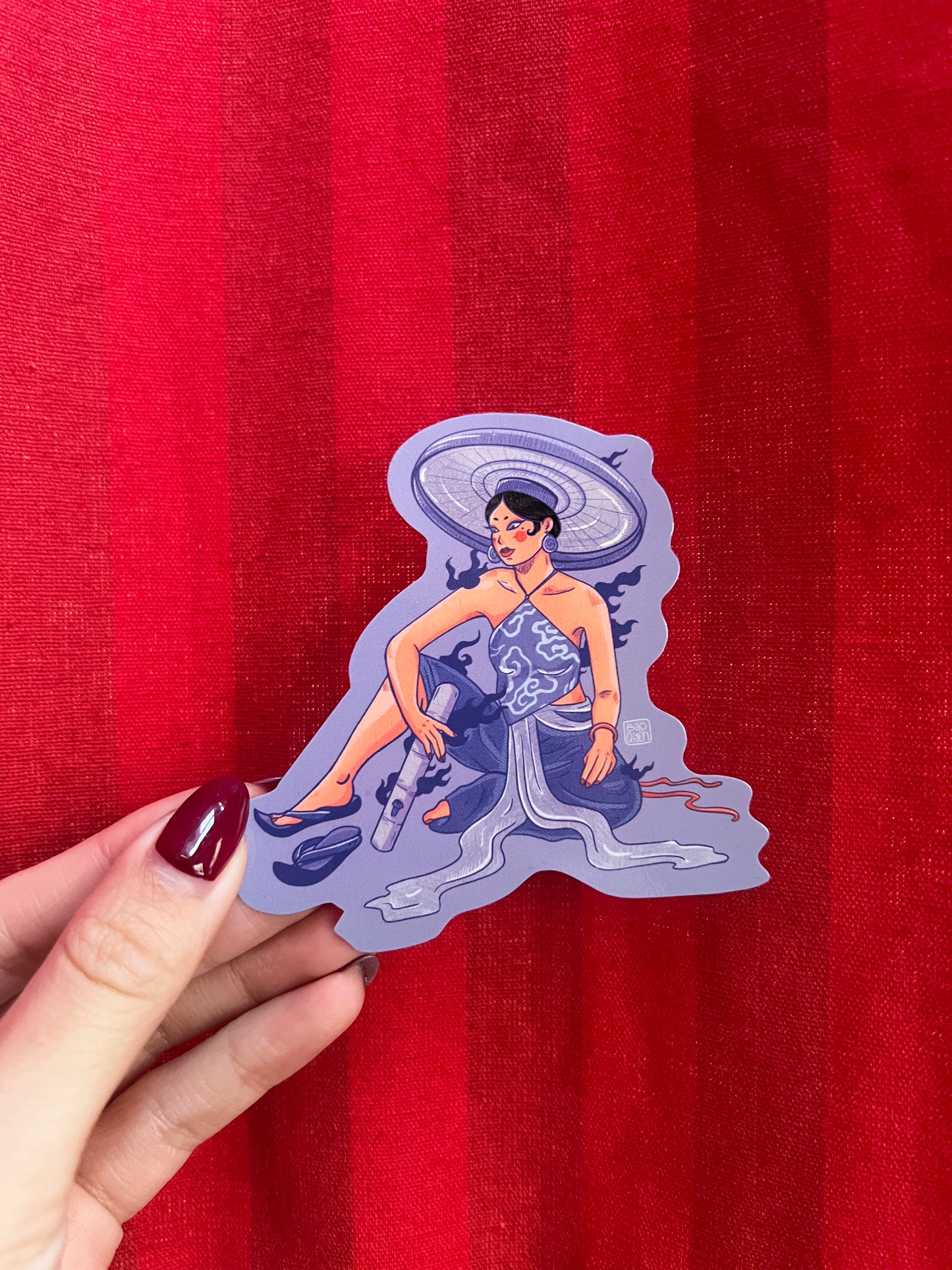 “She Sits Like a Man” Sticker