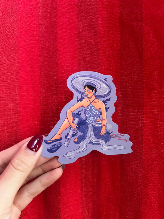 “She Sits Like a Man” Sticker