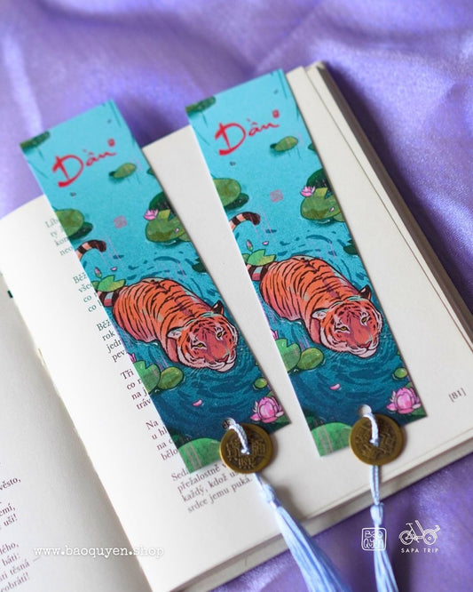 Vietnamese Tiger Zodiac Bookmark with Lucky Coin – Dần (寅)