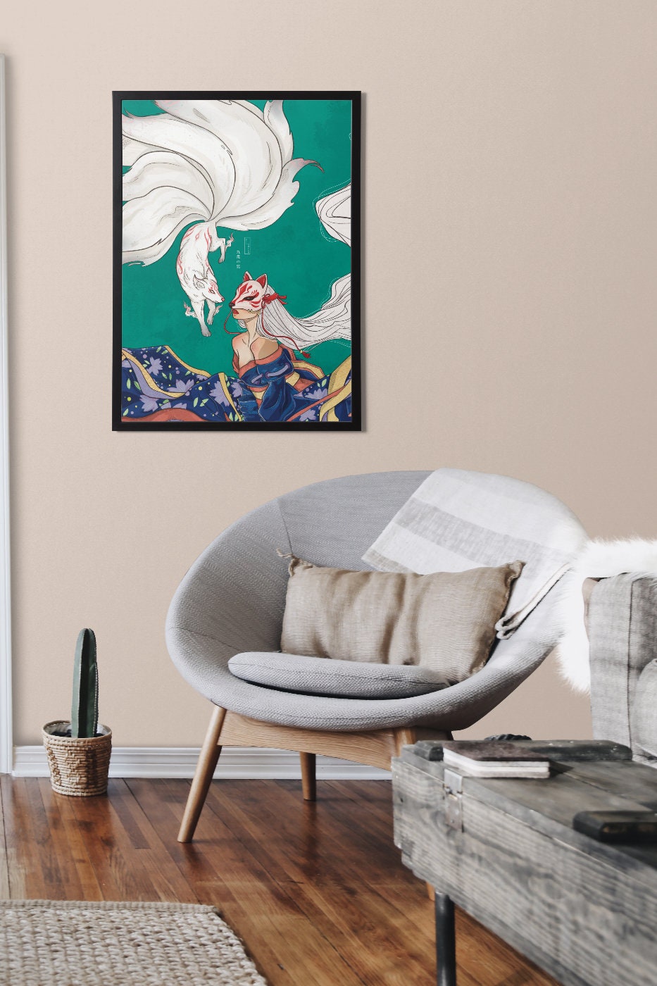 Kyubi no Kitsune Print: Japanese Nine-Tailed Fox Art