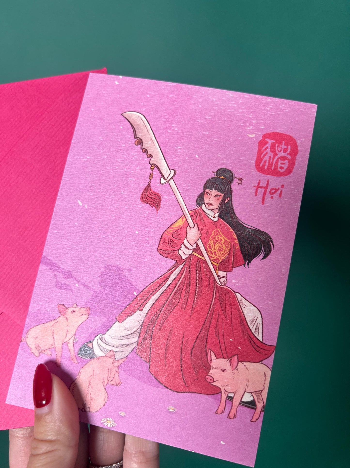 Pig Greeting Card with Envelope - Zodiac Signs