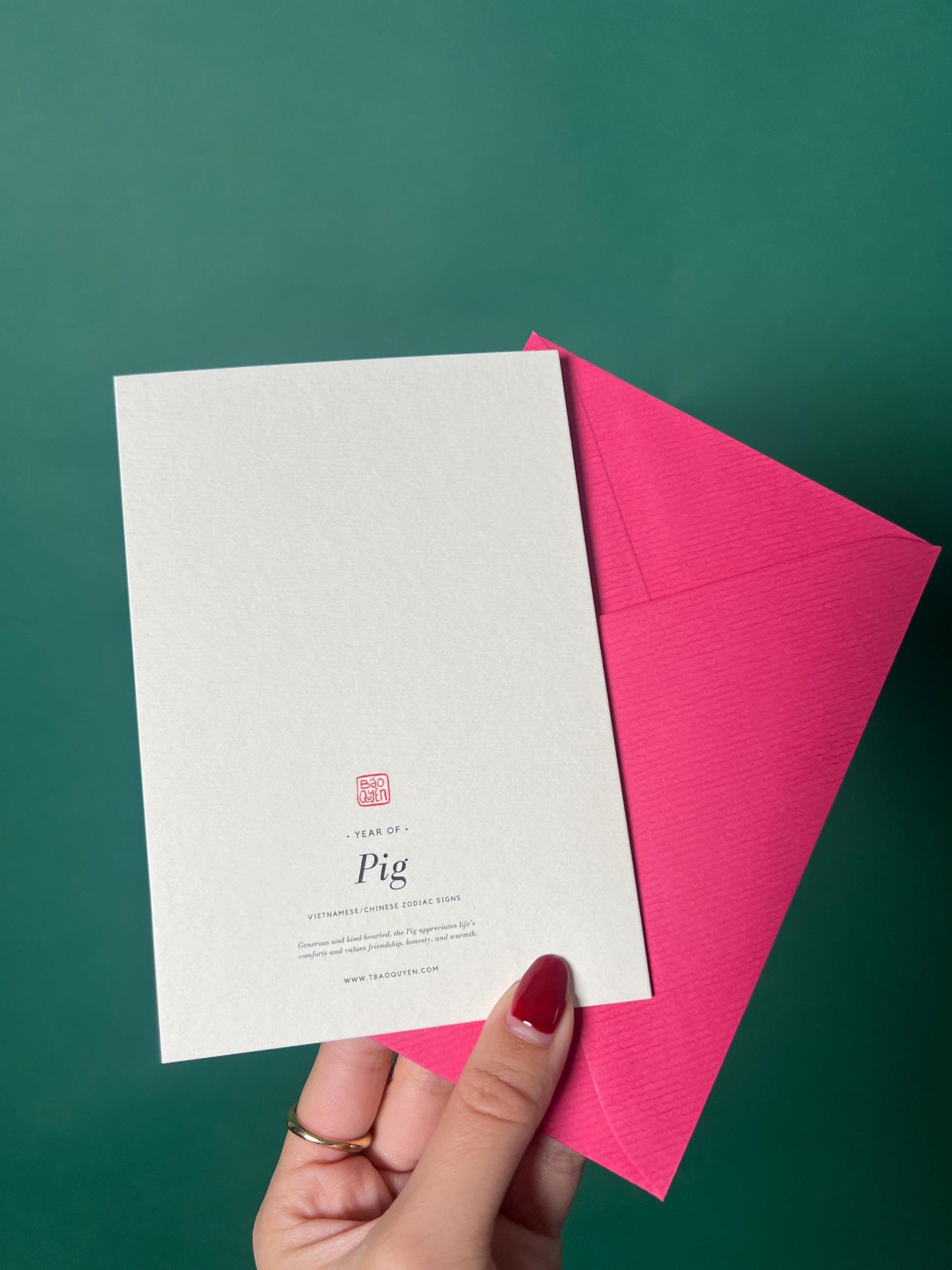 Pig Greeting Card with Envelope - Zodiac Signs