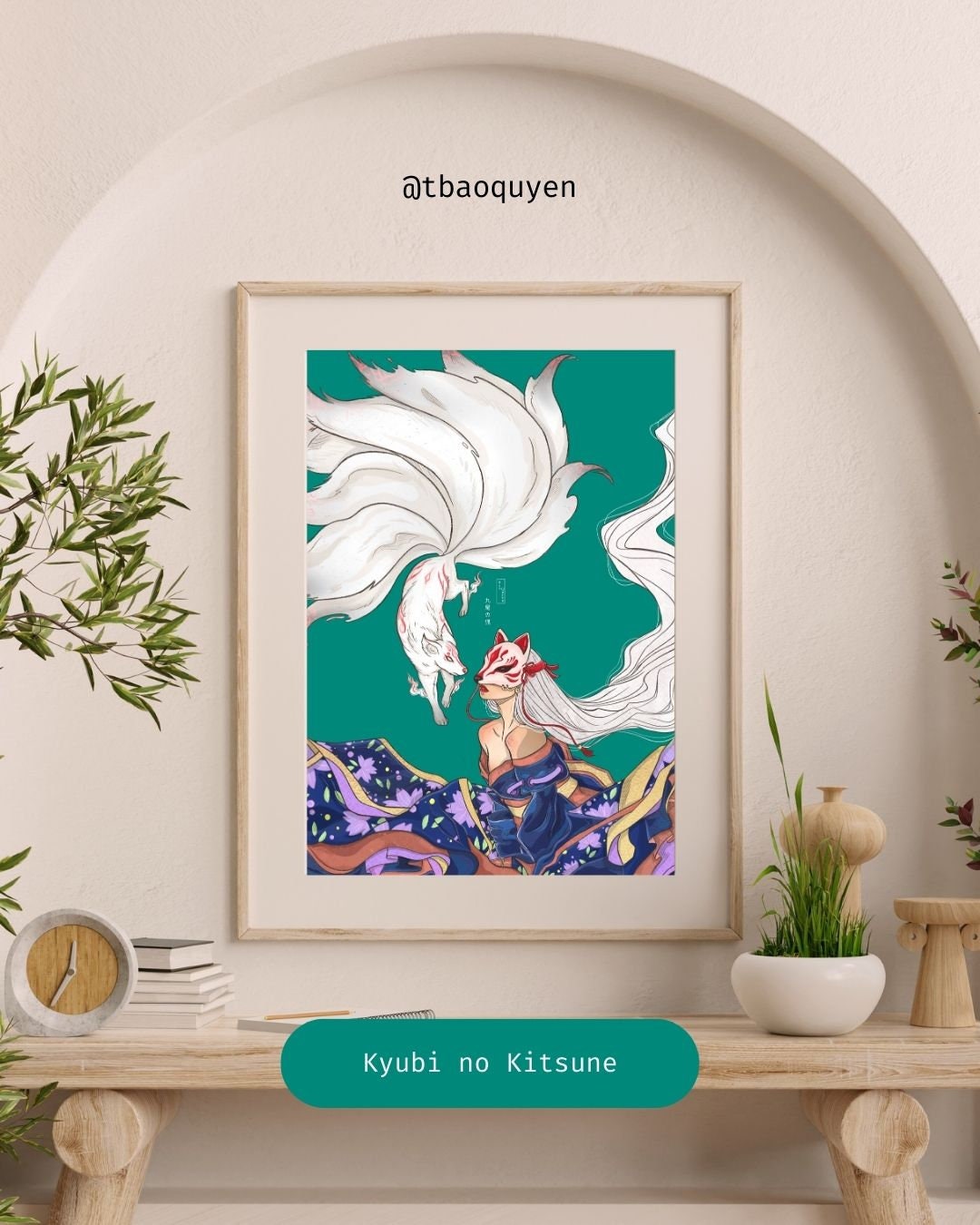 Kyubi no Kitsune Print: Japanese Nine-Tailed Fox Art