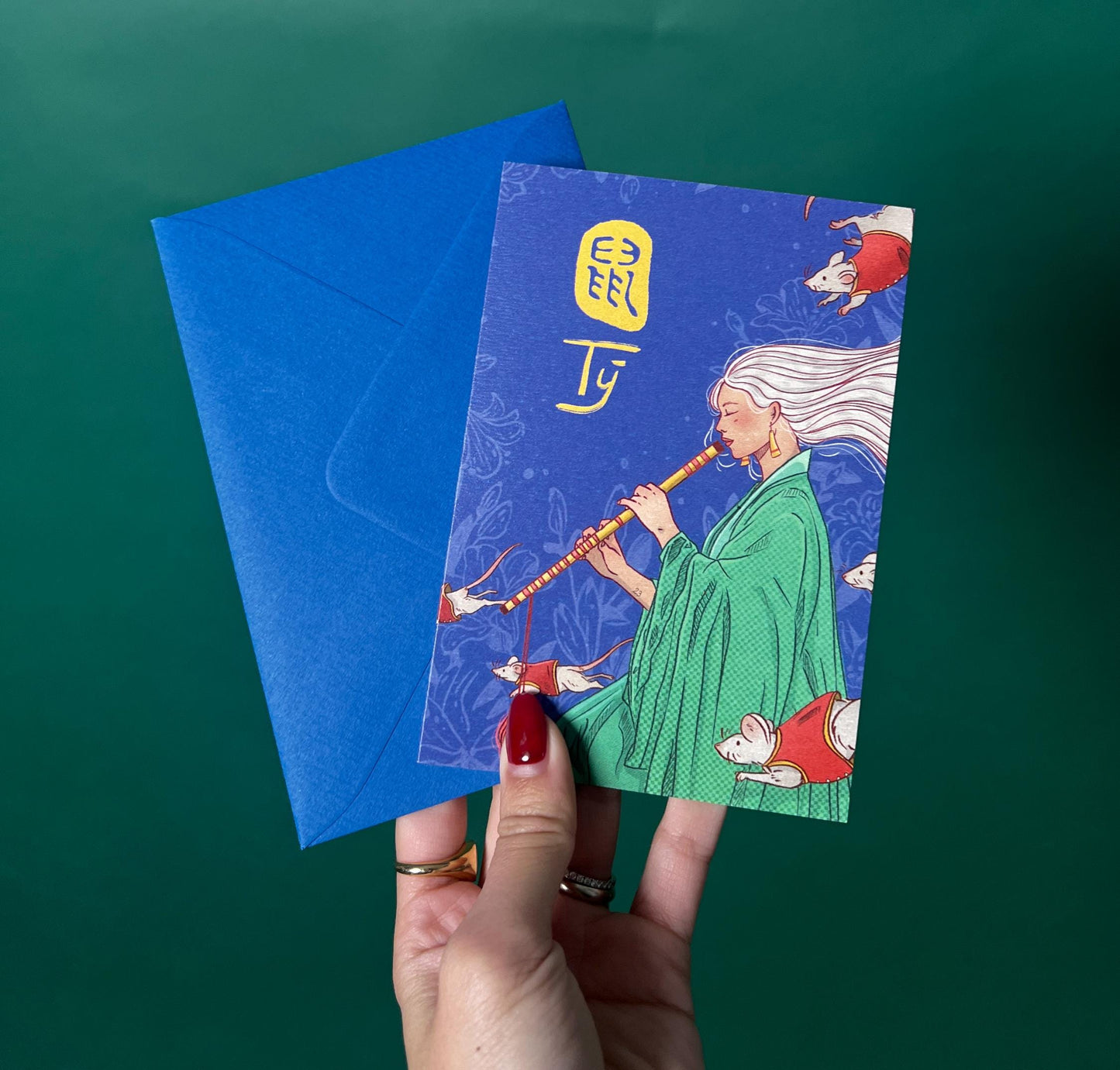 Rat Greeting Card with Envelope - Zodiac Signs