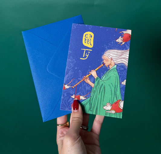 Rat Greeting Card with Envelope - Zodiac Signs